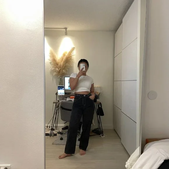 Yes Style Black Denim White Contrast Stitch - Picture 2 of 5